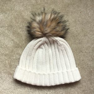 Winter White Cable Knit Pom Hat